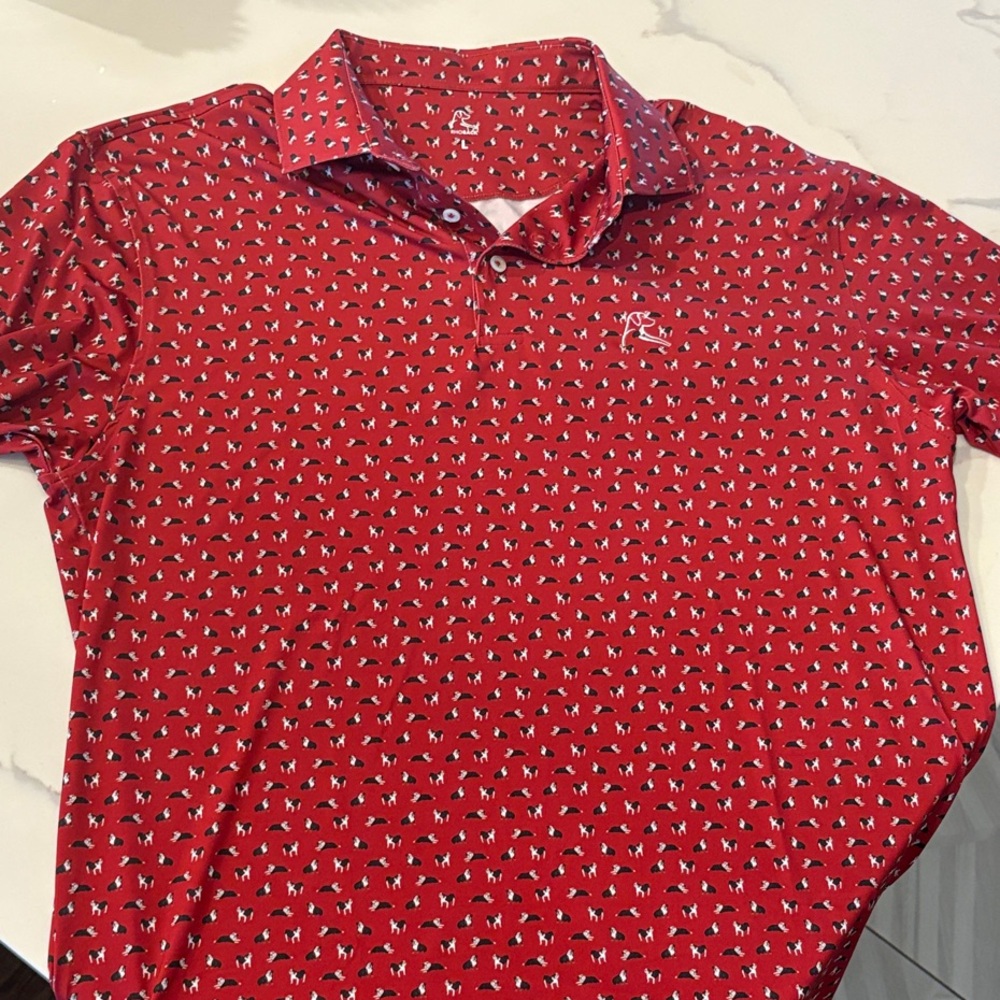 UGA NWOT Men's L Red Printed Polo Shirt
